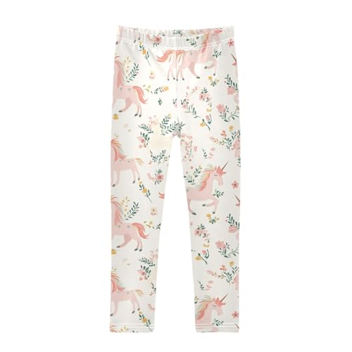 Unicorns Tails Girls' Leggings Toddler Doodles Leaves Kids Yoga Pants Dance Active Tights 4T
