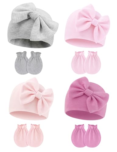 Image of ZURLEFY Cute Baby Mittens Newborn, No Scratch Baby Boy Mittens, Baby Girl Hat Gloves for Toddlers, Infant, Newborn