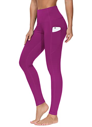 Image of THE GYM PEOPLE Thick High Waist Yoga Pants with Pockets, Tummy Control Workout Running Yoga Leggings for Women