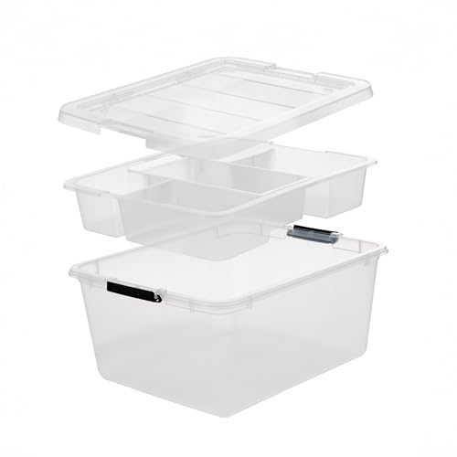 Image of IRIS USA 6-Pack Clip Box with Latching Lids, 18 Quart Craft Storage Bins, Art & Writing Supply Containers for Home, Office & Classroom Organization
