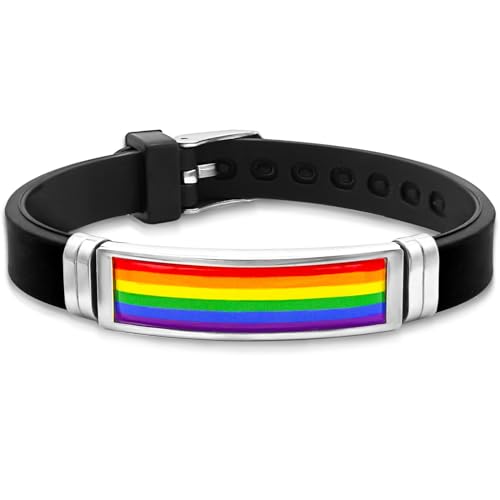 Rainbow Pride Bracelet Acrylic Stretch Bead/Rubber Bracelets for Men Women LGBT Bracelet for Gay Lesbian Couples Pride Month Friendship Jewelry Gift LGBTQ Parade Accessories