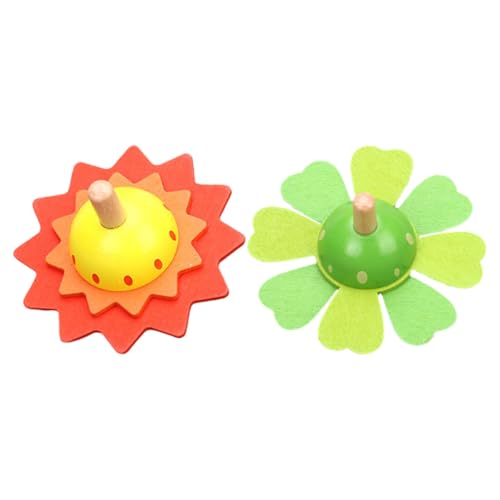 Beavorty Peonza de Madera Tradicional 2 Piezas, Juguete Giroscópico Educativo, Colores Amarillo y Verde, Juego Giratorio Divertido y Seguro para Bebés y Niñas de Dos Años