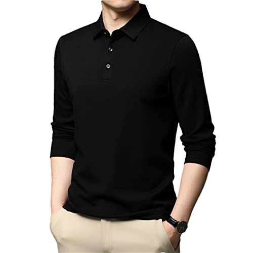 Polo à manches longues homme noir vêtement haut casual chic taille L
