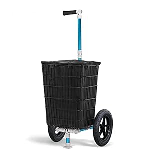 ZPDD 2-in-1 multifunctionele trolley en fietskar, boodschappenwagen met 12 inch niet-opblaasbare rubberen wielen (Color…