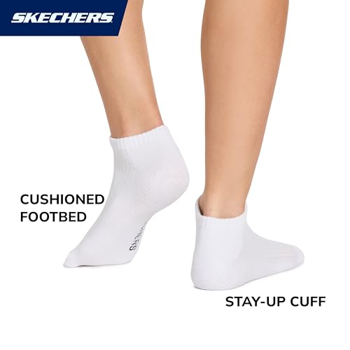 Image of Skechers Women's 10-pack Half Terry Classic Low Cut Socks, Comfort-fit & Cushioned Footbed