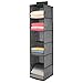 mDesign Estantería Colgante de Fibra sintética con 6 estantes – Organizador de Tela para Colgar en el Dormitorio Colgador de Armario para Ropa, Cinturones y Bolsos – Gris y Negro