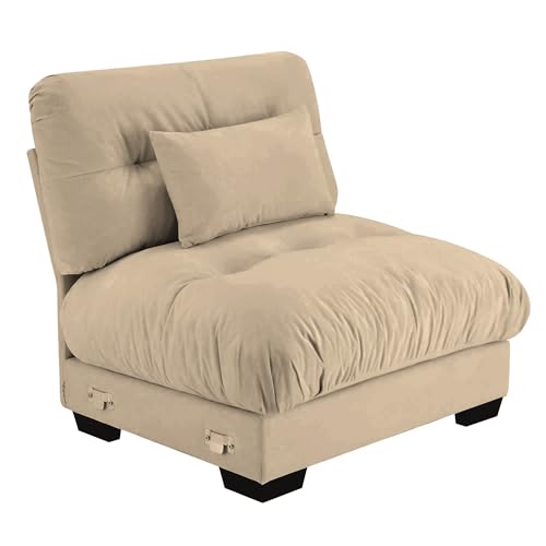 Image of SoarFlash Velvet Sectional Middle Position Sofa, Brown