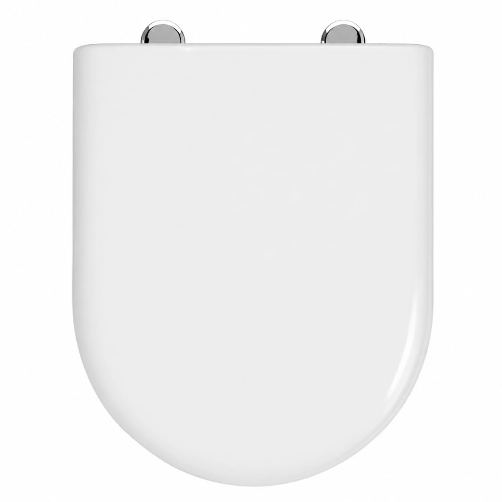 Schläfer 4649110 - Sedile Copriwater per Ideal Standard Serie Esedra Compatibile, Tavoletta WC in Termoindurente Bianco Lucido, Cerniere in Acciaio Inox, Ricambio con Forma Dedicata, 43 x 34,7 cm