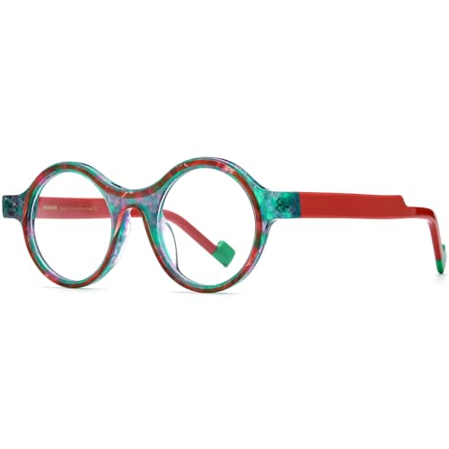 Image of HEPIDEM Multicolor Acetate Glasses Frame Women,Oversize Round Optical Eyeglasses 9345
