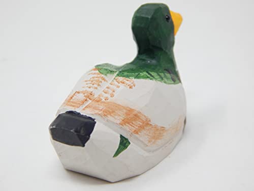 Selsela Duck Wood Figurine Statue Carving Decoration Decoy Small Animal Miniature Sculpture (Male Mallard) #TOP7