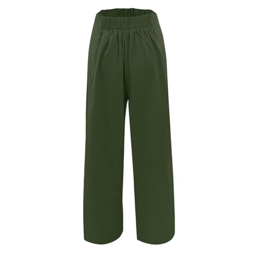 Cotton Linen Pants for Women with Pockets Wide Leg Boho Trousers Ladies Baggy Elastic High Waisted Flowy Palazzo Pants4