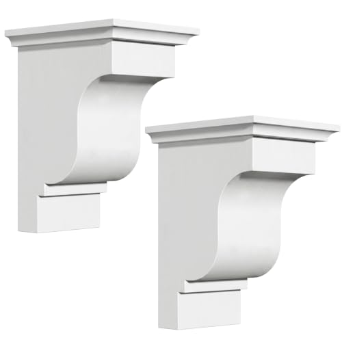Image of Briwooody 2 Pcs Unfinished Paintable Corbels Bracket for Doorway Countertop Home Cabinet Bookshelves Furniture Support PU (3 1 /2 W X 5 D X 7 Inch H,Classical Style)