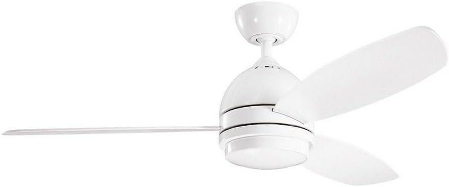 KICHLER 330002WH Protruding Mount, 3 White/Silver Blades Ceiling fan with 55 watts light, White, 52"