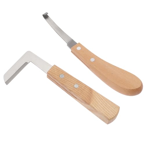 GLEAVI Recortador de Pezuñas para Ganado 2 Piezas L Tipo Cuchillo Recto y Curvo Mano Derecha Herramienta Portátil de Metal para Reparar y Recortar Cascos de Caballos Ovejas y Cabras