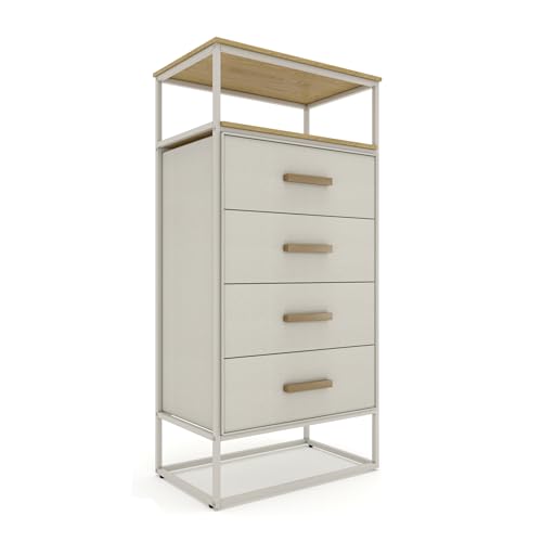 Zana Premium Fabric Dresser - Strong Metal Frame, 4 Spacious Sag-...