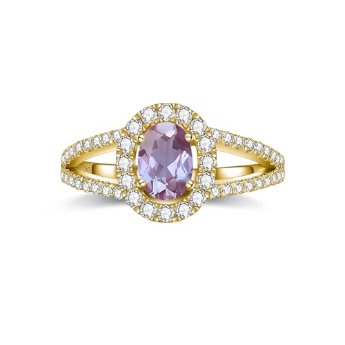 YDD Gemstone Engagement Rings for Women Halo Oval Cut Gemstone Rings for Women 10K 14K 18K White/Yellow/Rose Gold Wedding Ring Anniversary Promise Ring2