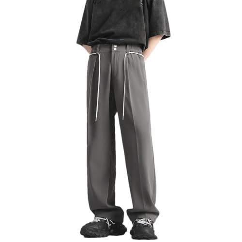 Men's Ice Silk Pants Summer Solid Color Thin Business Trousers Wide Leg Long Baggy Business Trousers