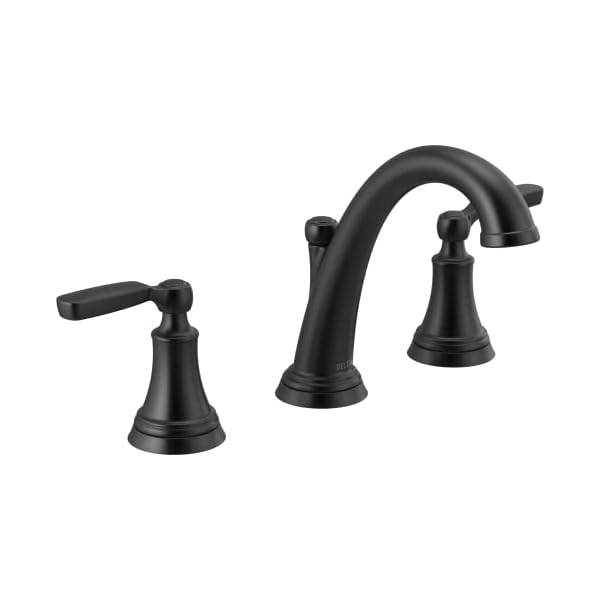 Delta Faucet Woodhurst Widespread Bathroom Faucet Black, Matte Black Bathroom Faucet 3 Hole, Bathroom Sink Faucet, Metal Drain Assembly, Matte Black 3532LF-BL Delta Faucet Woodhurst Widespread Bathroom Faucet Black, Matte Black Bathroom Faucet 3 Hole, Bathroom Sink Faucet, Metal Drain Assembly, Matte Black 3532LF-BL