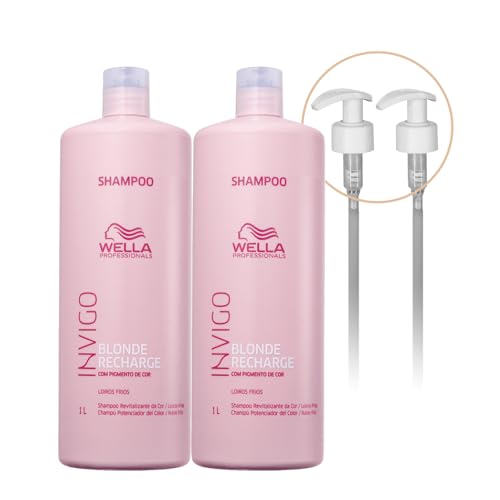 Kit Wella Professionals Invigo Blonde Recharge Shampoo Extra 1L e Válvula (4 produtos)