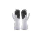 Guanti multifunzione magici per uso domestico, guanti riutilizzabili per lavaggio a mano con spazzola abrasiva, guanti in schiuma per pulizia spugna (grigio)