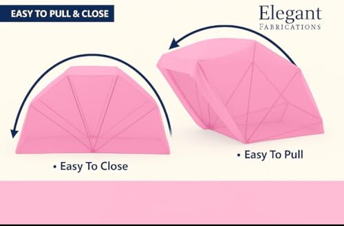 Image of Elegant Premium Cotton Mosquito Net for Qween Size Bed(5x6 Feet Pink) | Foldable Machhardani with High-Density Mesh & Washable