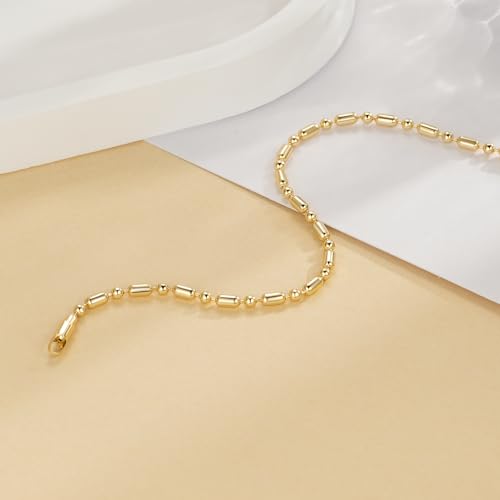 14k Gold Bracelets for Women Chain Chic 14k Gold Love Bracelet Beaded Charm Bracelets for Women with Lobster Clasp 6.5/7/7.5/8/9 in2
