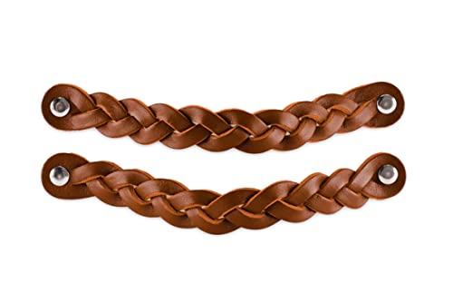Brute Strength, Leather Handles for Furniture, Braided, Cognac, 2 pcs, 20 x 2,5 cm, Cabinet Handle
