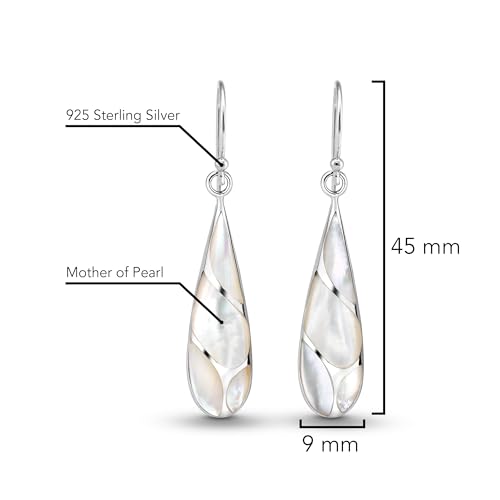 AeraVida Vintage Stone Teardrop Birthstone Sterling Silver Earrings, 9x45 mm | Dangle Earrings for Women4