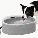 Large Heated Water Bowl for Dog & Cat, Outdoor Heated Dog Bowl with Chew Resistant Power Cord, Waterproof Heated Pet Bowl Smart Thermal-Dish in Winter for Cat Chicken Birds, 0.98 Gallon 35 Watts