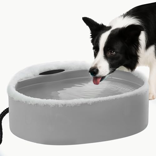 Large Heated Water Bowl for Dog & Cat, Outdoor Heated Dog