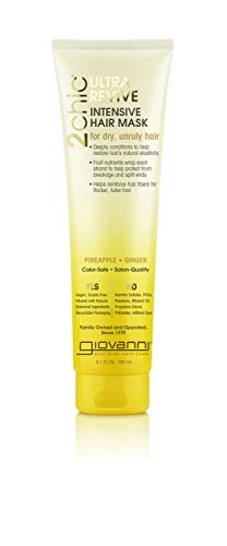 GIOVANNI 2chic Ultra-Revive Intensive Hair Mask, 5.1 oz. - Pineapple & Ginger Treatment Moisturizes Dry, Unruly Hair, Pro-Vitamin B5, Honeysuckle, Omega Fatty Acids, Paraben Free, Color Safe
