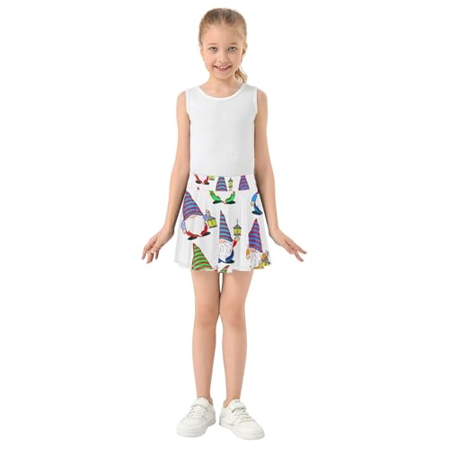 Cute Gnomes Skirts with Shorts Pleated Girls Skorts Athletic Shorts Flowy Skort 4t3