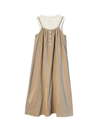 SweatyRocks Girl's Summer Sundress Spaghetti Strap Linen Maxi Dress Hawaiian Beach Cami Dresses