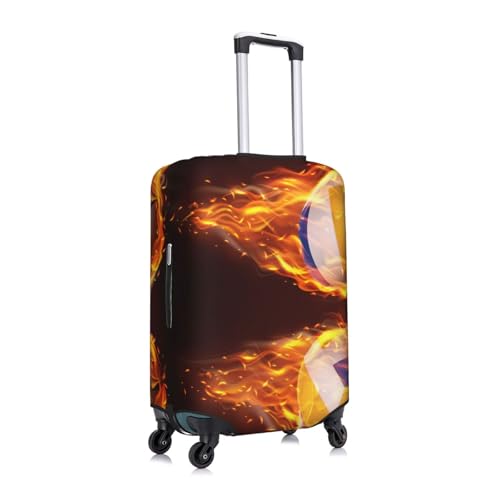 Volleyball Balls Flying Fire Falling Luggage Cover for Suitcase, Suitcase Cover Protector Fit 25-28 Inch Luggage Travel Accessories, L3