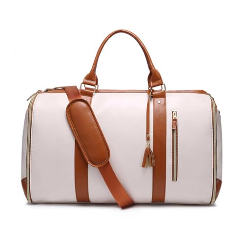 Bolsas de ropa para viajes, Bolsas de viaje para ropa, Bolsas de viaje convertibles para llevar, Bolsas de viaje grandes para mujeres, Bolsas de viaje 2 en 1 con bolsa para zapatos-White 5