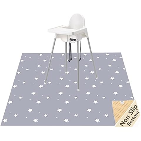 51” Splat Mat for Under High Chair/Arts/Crafts, Womumon Washable Spill Mat Waterproof Anti-Slip Floor Splash Mat, Portable Play Mat and Table Cloth (Star, 130x130cm) Cover
