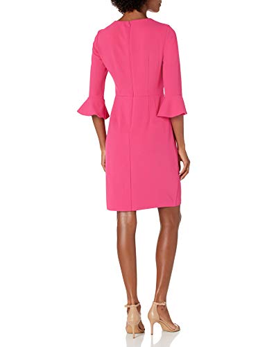 Donna Morgan Women's 3/4 Bell Sleeve Stretch Crepe Sheath Dress2
