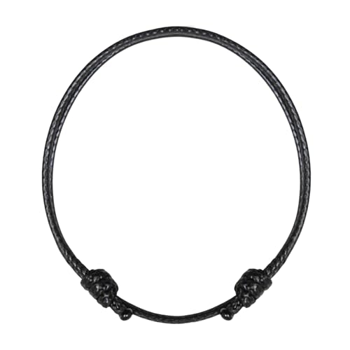 Luck Strings Black Wax Nylon Cord Bracelet - Waterproof Adjustable Unisex String Bracelet for Men & Women Minimalist Protection Amulet Nautical & Outdoor Jewelry Strength Symbol (Black one size)