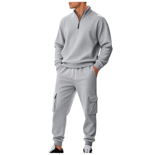 ジャージ メンズ 上下セット スウェット 2点セット 裏起毛 トレーナー 厚手 防寒 トップス 無地 ゆったり セットアップ ジッパー 暖かい トラックスーツ あたたかい スウェットパンツ カジュアル 普段着 春秋冬服(S,ライトグレー)