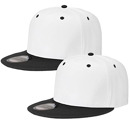 Image of Classic Snapback Hat Cap Hip Hop Style Flat Bill Blank Solid Color Adjustable Size
