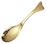 Cuchara de helado de aluminio, cuchara de agarre, Cucharas Cucharas de sopa Cucharas de postre Cucharas de té en forma de pez Cucharas de acero inoxidable for el hogar, la cocina o el restaurante - Cu