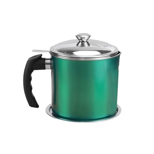 BYWXW Olla con Filtro de Aceite de Acero Inoxidable 304, con Malla Fina Colador y Tapa para Grasera, Dispensador de Aceite de Gran Capacidad para Cocina(Size:1.3L,Color:Green)