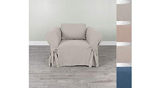 Serta | Relaxed Fit Durable Woven Linen Canvas Furniture Slipcover (Chair, Natural)