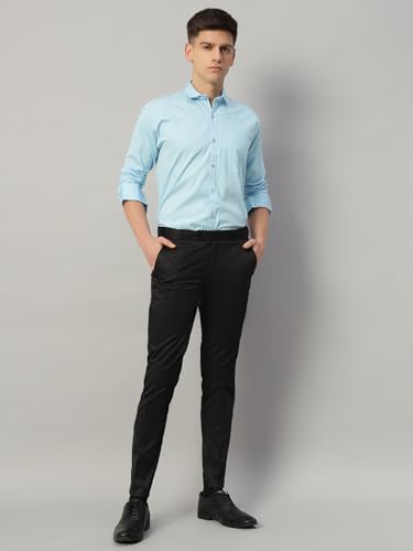 Image of Vogaan Formal Pant with Expandable Waist for Men | Men's Cotton Regular Fit Flat Front Pant for Party and Casual Wear