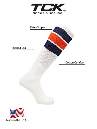 Image of TCK Retro Tube Socks with Stripes for Men & Women - 3 Stripe, 70's 80's Deadlift Socks