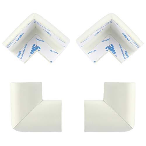 vetoky Table Corner Protectors for Baby Safety, Thickening Soft Foam Baby Proofing Corner Protector Furniture Fireplace Safety Bumper Edge Corner Guards, Pre-Taped Corner Cushions, 4 Pack, Beige