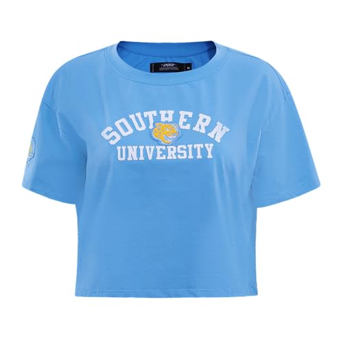Pro Standard Womens Southern University Classic Essentials Short Sleeve Boxy Tee University Blue XL