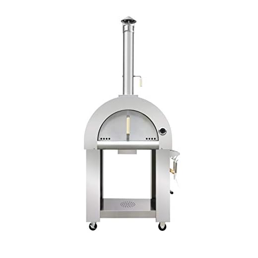 Thor Kitchen Outdoor Wood Fried Pizza Oven Stainless Steel Cooking Area 5.17ft Sliver with Wheels