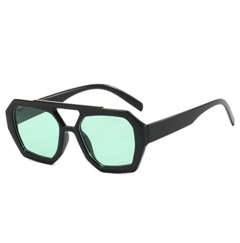 IKANOO Square Aviator Sunglasses for Women Men Trendy Designer Hexagonal Thick Frame Double Bridge Fashion Shades - Main Image