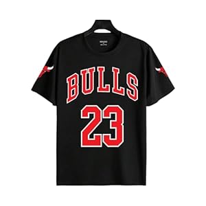 Benny Brooks Mens Black Hlaf Sleeve Graphic Printed Round Neck T-Shirt |Bulls 23 t Shirt